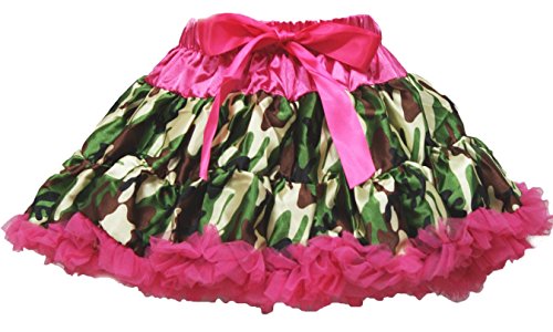 Camo Kleid Hot Pink Camouflage Tutu, Pettiskirt Rock Tutu Mädchen Kleidung – 74 bis 122 Gr. X-Large, hot pink von Petitebelle