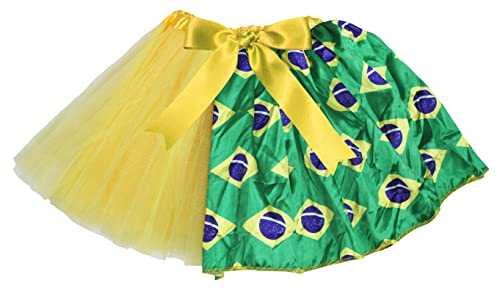 Petitebelle Brasilien-Thema Lady Tüll Tutu, Gelb/Flagge, Einheitsgröße von Petitebelle