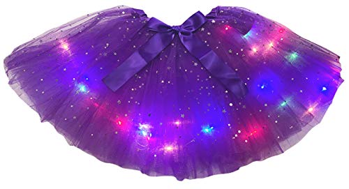 Petitebelle Einfarbige Bling Sterne Led Lichter Lady Tüll Tutu, violett, Einheitsgröße von Petitebelle