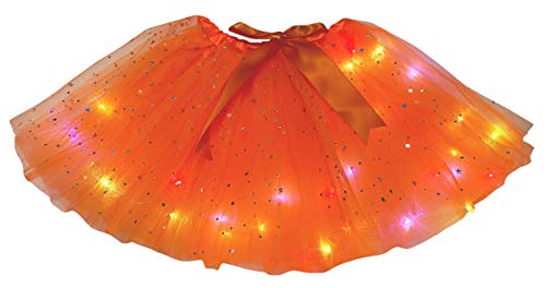 Petitebelle Einfarbiges Tüll-Tutu mit Sternen und LED-Lichtern, Orange, Einheitsgröße von Petitebelle