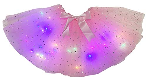 Petitebelle Einfarbige Bling Sterne Led Lichter Lady Tüll Tutu, hellrosa, Einheitsgröße von Petitebelle