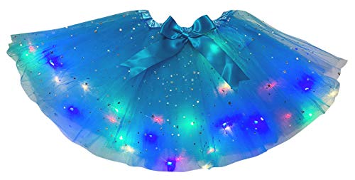 Petitebelle Einfarbige Bling Sterne Led Lichter Lady Tüll Tutu, blau - peacock blue, Einheitsgröße von Petitebelle