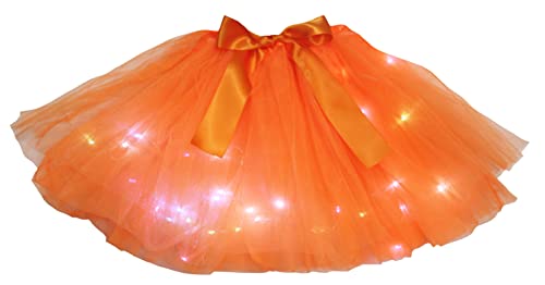 Petitebelle Einfarbige LED-Lichter für Damen, Tüll-Tutu, Orange, Einheitsgröße von Petitebelle