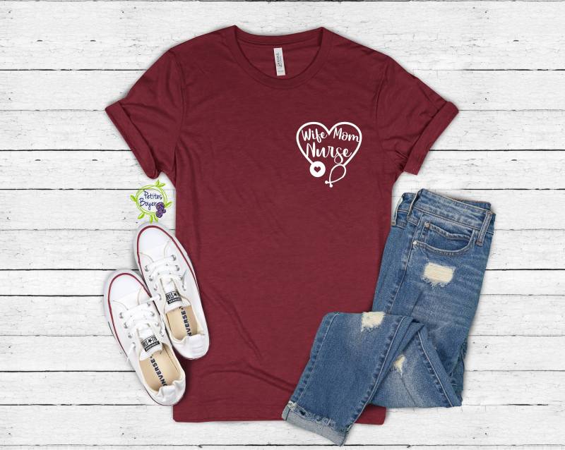 Frau Mama Krankenschwester Shirt - Bella + Weiches T-Shirt Geschenk Für Mutter Geburtstag Abschlussfeier Stethoskop Herz von PetitesBoyer