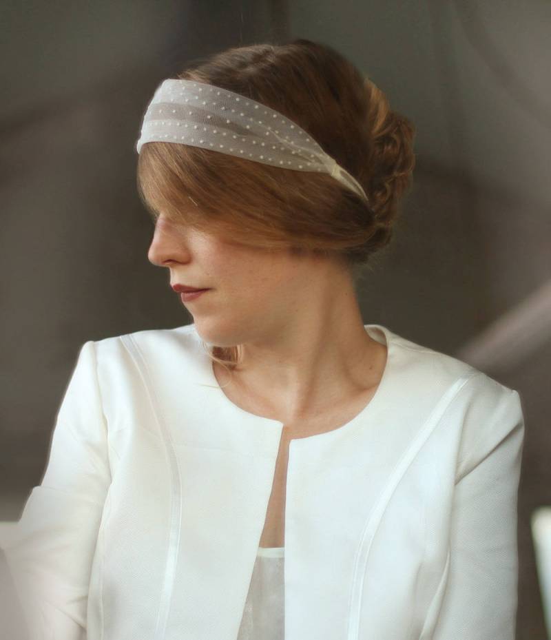 Verheiratete Bandeau, Boho-Kappe, Federtinke, Seidenschaum von PetitesRobesBlanches