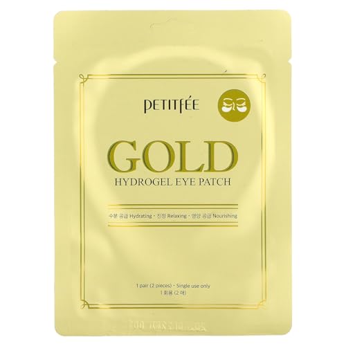 Petitfee, Gold Hydrogel Augenklappe, Under Eye Mask, Eye Patch, Eye Mask, Augen Patches, 1 Packung mit 2 Stück von Petitfee