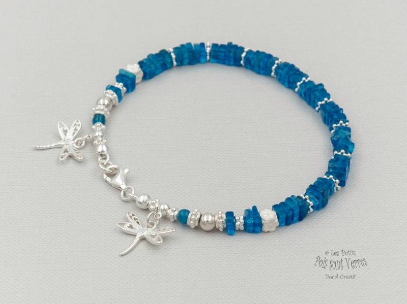 Armband, Bestehend Aus Steinen Edelsteine Apatit Und Perlen Silber 925 Charms von PetitsPoisSontVerres