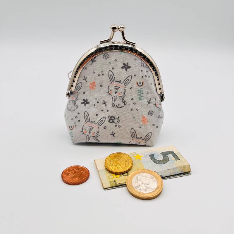 Kleine Graue Geldbörse Für Kinder Hase Tiere Clipbörse Mädchen von Petona