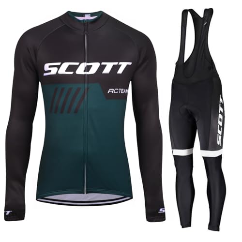 Abbigliamento Ciclismo Uomo Invernale Completo Abbigliamento Ciclismo Bici Pile Maglia Tuta Bicicletta +Pantaloni Imbottiti Con 3D Gel pad Traspirante Sportivo (Grün, M) von Petorenk
