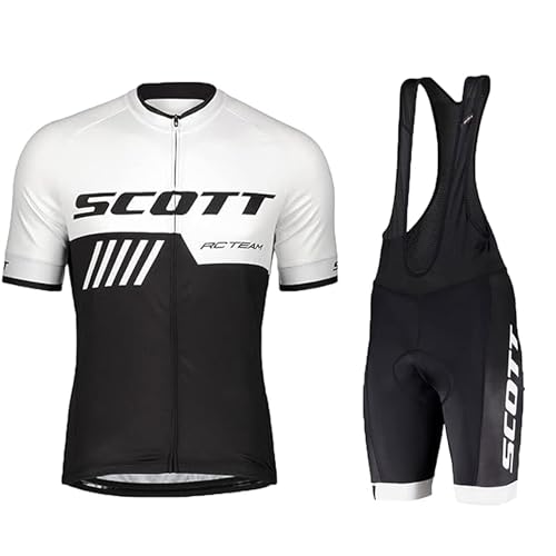 Herren Fahrradtrikot Set für den Sommer, Radsport-Bekleidungsset Body mit atmungsaktiver, schnell trocknender 19D Gel-Polstershorts für Radfahren MTB Rennrad (Weiß, 2XL) von Petorenk