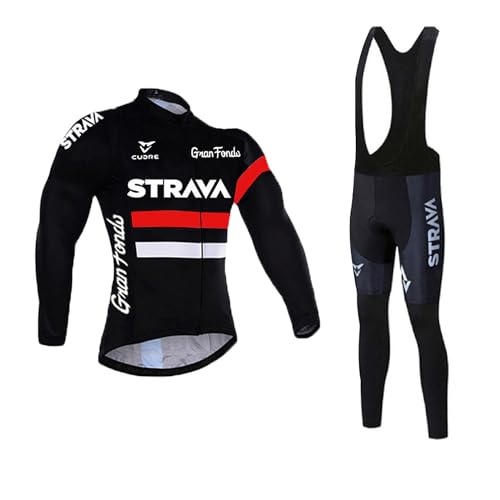 Petorenk Fahrradbekleidung Herren Winter Fleece Windschutzvorrichtungen Fahrradbekleidung Set Langarm+Fahrradhose Mit 3d Silikon Gepolsterten FüR Radfahren Mtb Outdoor (Rot, M) von Petorenk