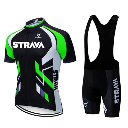 Petorenk Herren Fahrradbekleidung Kurzarm set, Atmungsaktive Herrentrikot, Schnelltrocknend Radtrikots, Radhose mit Polsterung für Mountainbikes (Grün, XL) von Petorenk