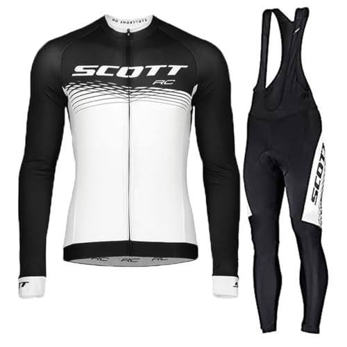 Petorenk Herren Radbekleidung Winter Komplette Radbekleidung Fleece-Radtrikot + gepolsterte Hose mit 3D Gel-Pad Atmungsaktive Sportbekleidung (Weiß, 2XL) von Petorenk