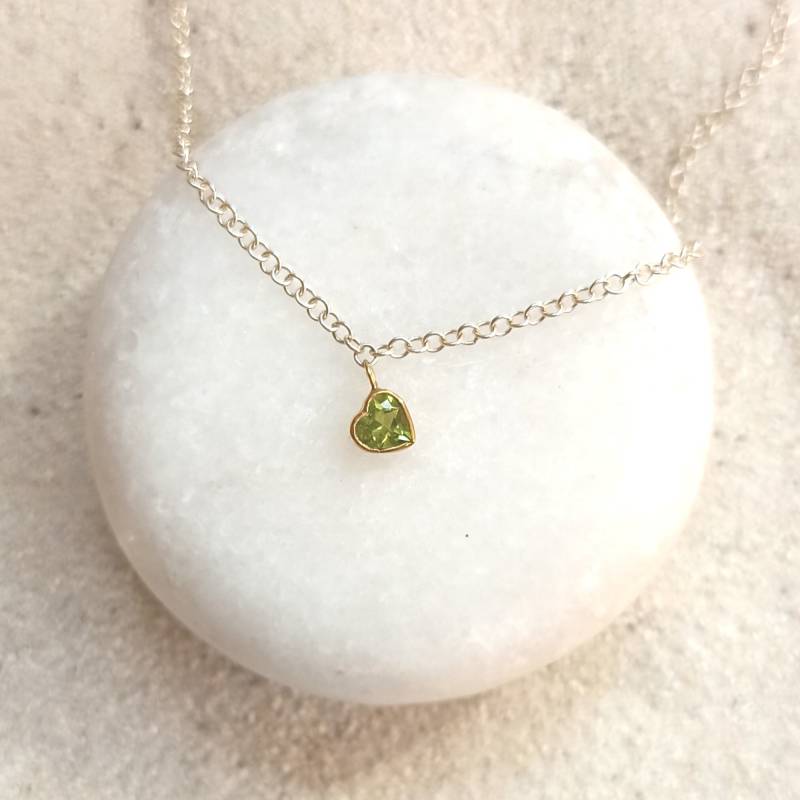 Peridot Herz Anhänger An Kette Silber von PetraBitschINYU