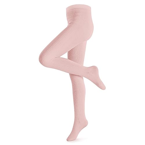 Petrass Mädchen Strumpfhosen Kleinkind Zopfmuster Baumwolle Nahtlos Tanz Ballett Baby Mädchen Leggings 1 Stück Rosa 3-4 Jahre von Petrass