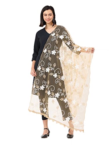 Petrichor Damen Netz Bestickt Dupatta Schal, Gold, 2.2 Meters von Petrichor