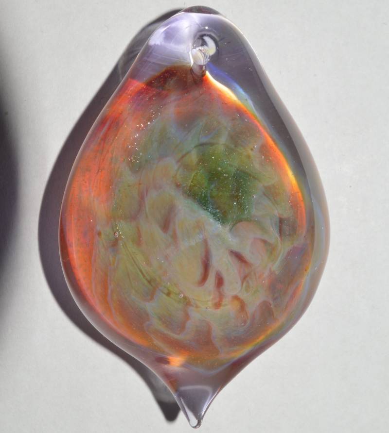 Glasanhänger Mit Double A. Lila Wabenwurzeln Glitzern - Unikat Handgeblüht von PetrichorArts