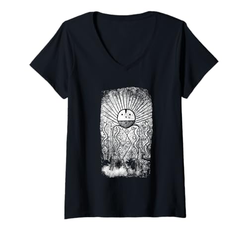 Damen Schlangengeister Okunev Sibirien Alte Felskunst Archäologie T-Shirt mit V-Ausschnitt Damen Schlangengeister Okunev Sibirien Alte Felskunst Archäologie T-Shirt mit V-Ausschnitt von Petroglyph Art