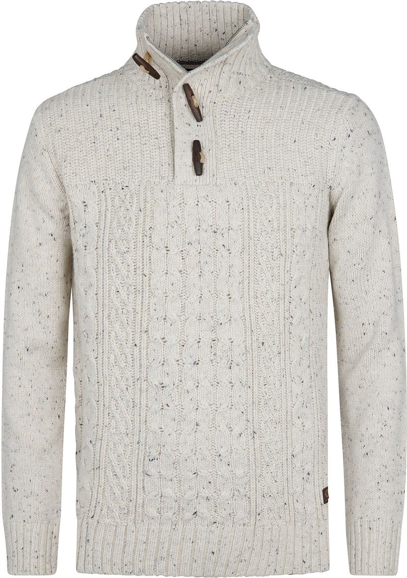 Petrol Kabelpullover Half Zip Hamilton Ecru - Größe M von Petrol