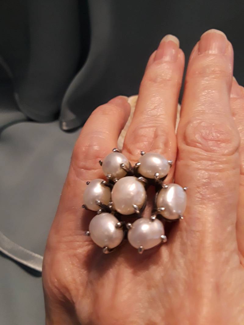 Sieben Perlen Sterling Silber Ring, Größe 17.5 Mm von PetronellaGDesigns