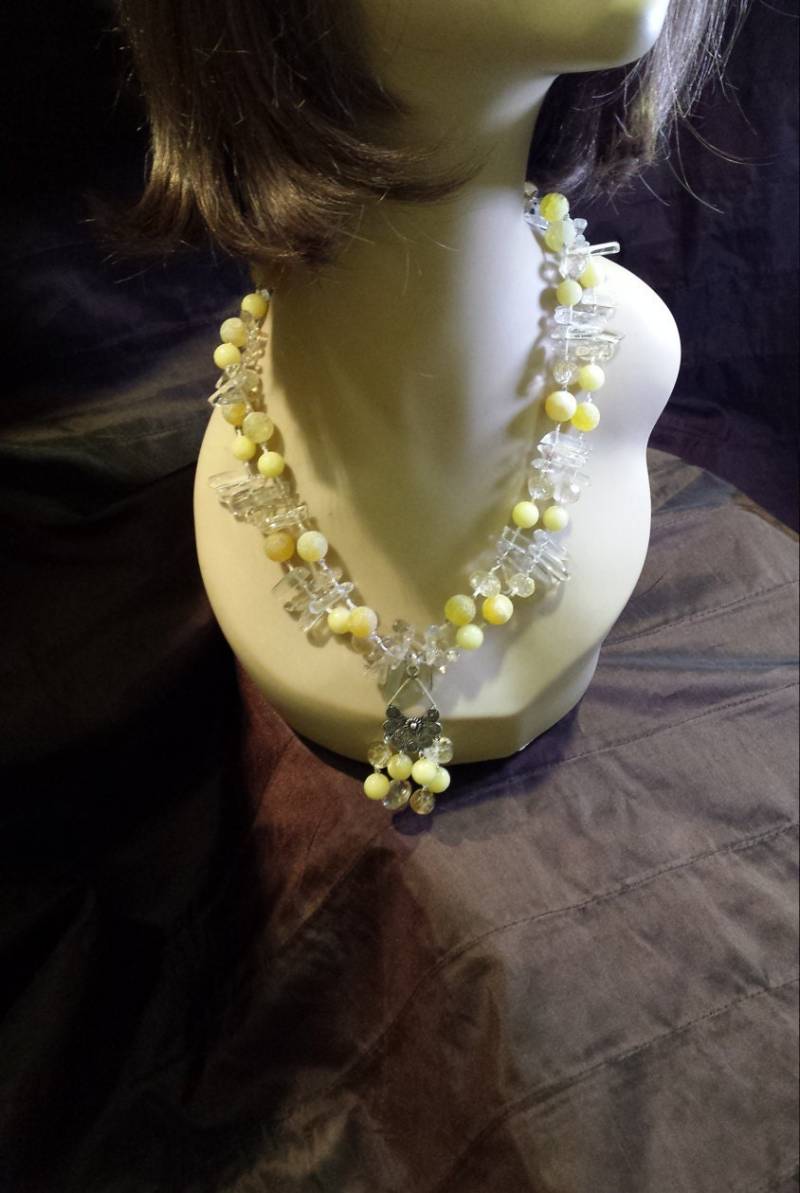 Zwei Strang Perlen Gelber Jade, Citrin, Phantomquarz Und Matter Jaspis von PetronellaGDesigns