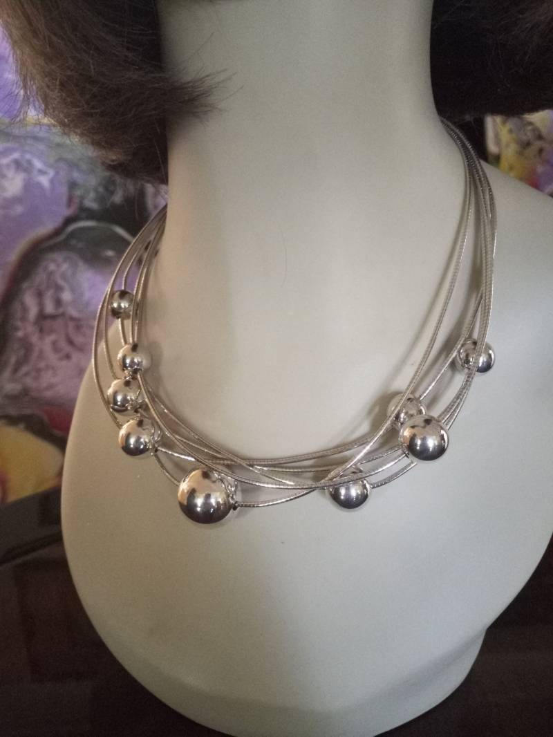 sterling Silber Fünfstrang Perlen Designer Halskette Made in Italy von PetronellaGDesigns