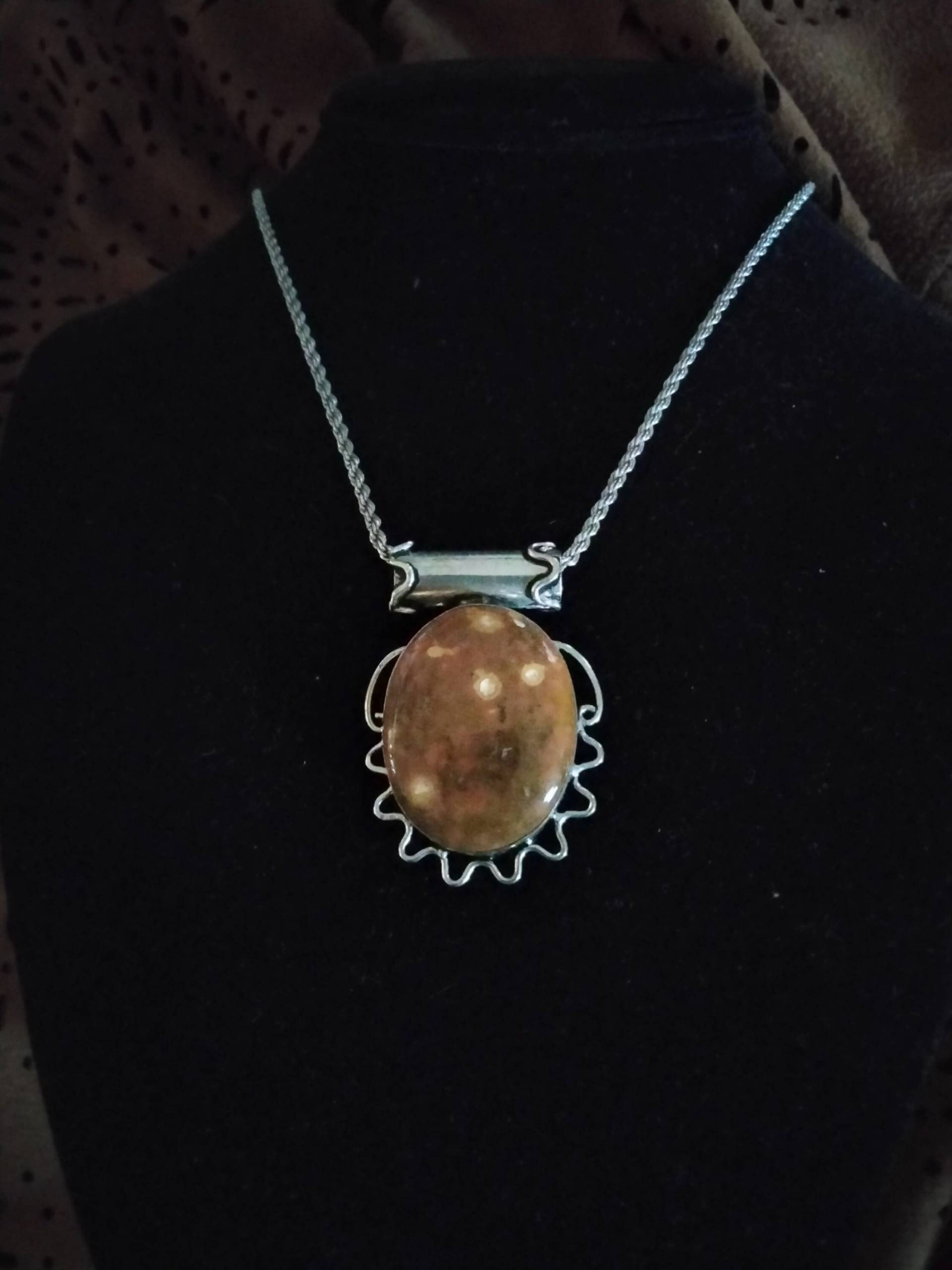 sterling Silber Ozean Jaspis Anhänger Mit Langer Seil Kette sterling Silber Ozean Jaspis Anhänger Mit Langer Seil Kette von PetronellaGDesigns