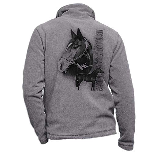 Pets-easy Fleecejacke Reiten mit einem Bai-Pferd – personalisierbare Reitbekleidung für Reiter, grau, 3XL von Pets-easy