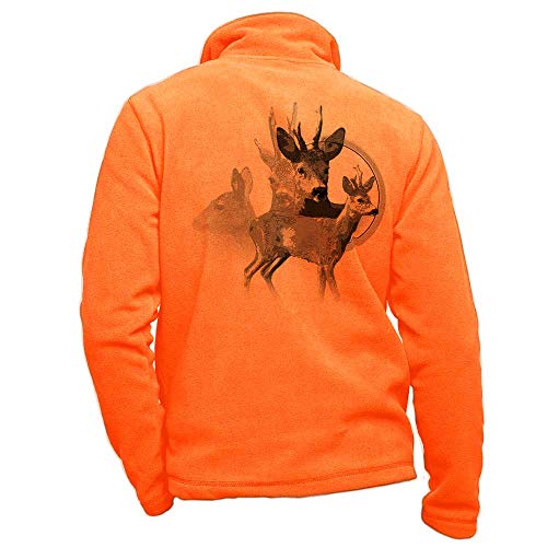 Personalisierte orangefarbene Fleecejacke aus Brokat - Jagdoutfit in Größe 2XL von Pets-easy