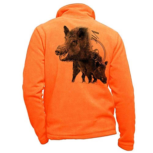 Pets-easy Custom Wildschwein Orange Fleecejacke - Größe 2XL Jagd-Outfit von Pets-easy