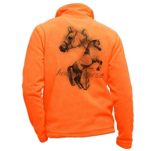 Pets-easy Fleece-Jacke Reiten mit einem Pferd – personalisierbare Reitbekleidung für Reiter, Neonorange, X-Large von Pets-easy