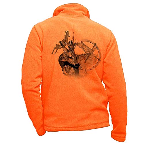 Pets-easy Fleecejacke Reh – Jagdkleidung, personalisierbar, Wild, Neonorange, X-Large von Pets-easy