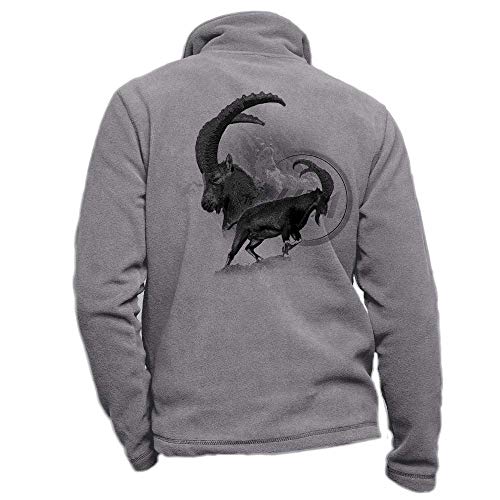 Pets-easy Personalisierter grauer Jagdvlies Steinbock - Jagdoutfit Größe L von Pets-easy