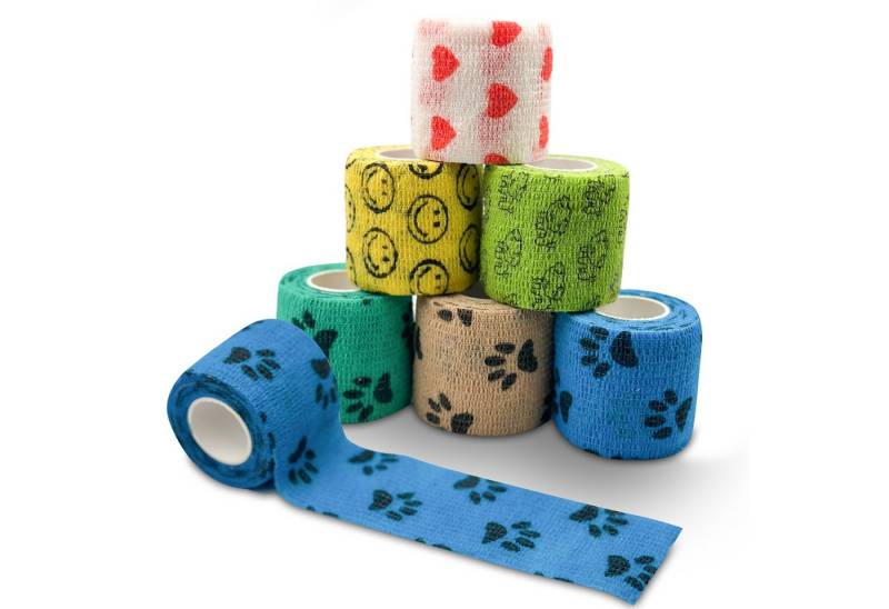 Petsation Bandage selbstklebender Verband farbig 6 Stück 5cm x 4,5m, Selbstklebend von Petsation