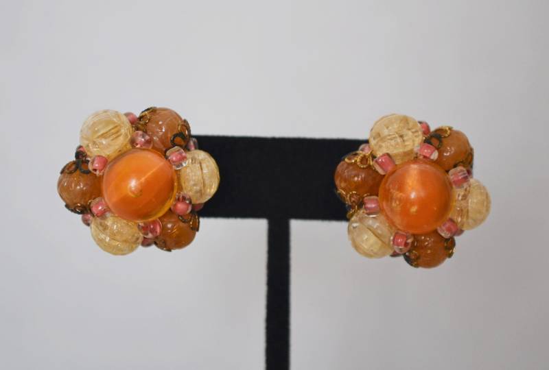 Vintage West Germany Clip Auf Ohrringe/Christbaumkugel Perlen 1950Er Jahre von PetticoatsPearlsShop