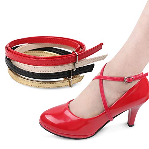 Abnehmbare Schuhbänder für Damen Schnürsenkel, Lady High Heels Anti-lose Schnürsenkel-Zubehör mit Schnalle 1 Paar (Color : Red) von Petyoung