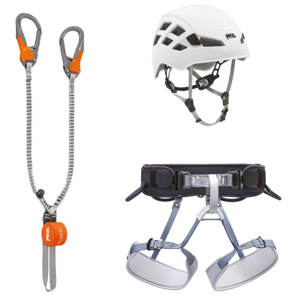 Petzl - Kit Via Ferrata Eashook - Klettersteigset Gr Harness: 76-107 cm - Helmet: 53-61 cm grau von Petzl