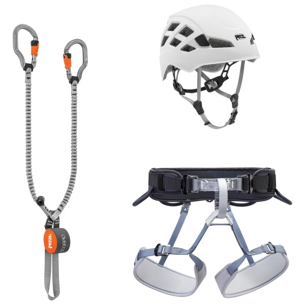 Petzl - Kit Via Ferrata Vertigo - Klettersteigset Gr Harness: 76-107 cm - Helmet: 53-61 cm grau von Petzl