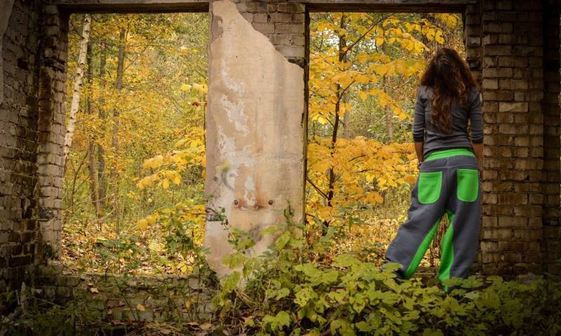 Grau Grüne Baumwoll Jogginghose Baggy Hose Mit Tiefem Schritt, Große Größen von PeuShop