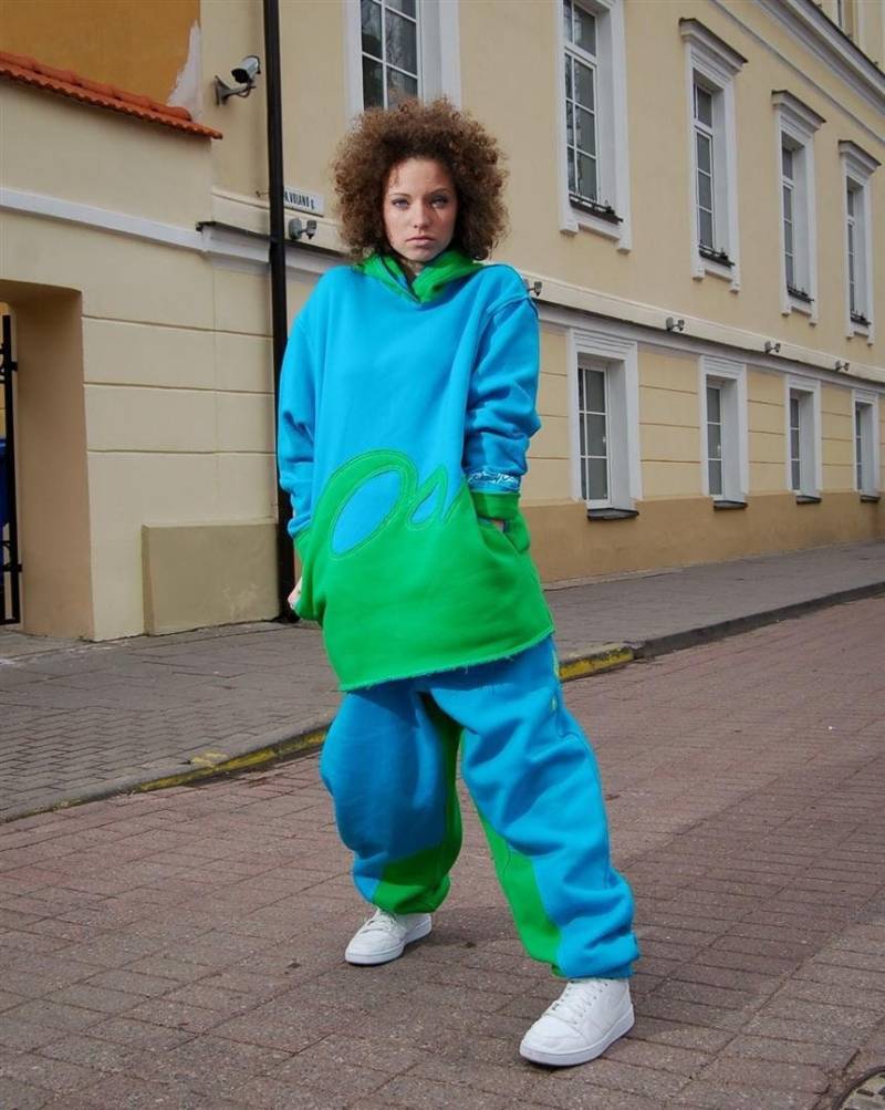 Ozean Blau & Grüne Baumwolle Jogginghose Unisex Low Waist Baggy Hose von PeuShop