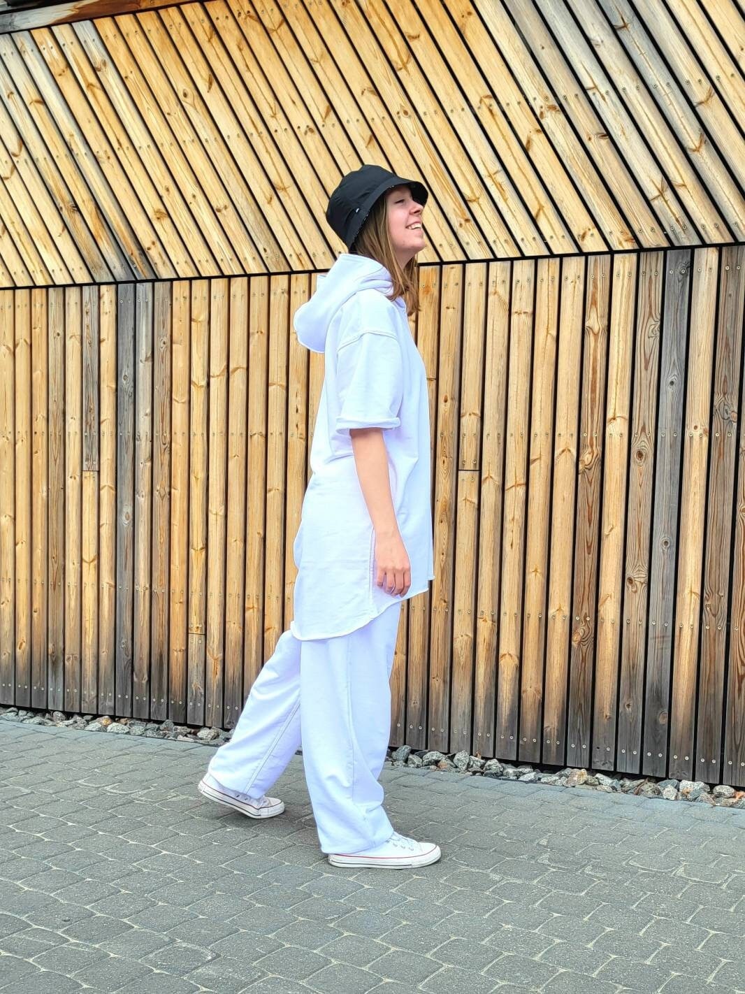 Weißer Kurzarm-Kapuzenpullover, Oversize-Kapuzenpullover Aus 100% Baumwolle, Warmer Großer Kapuzenpullover Mit Doppelter Kapuze, Hochwertiges von PeuShop