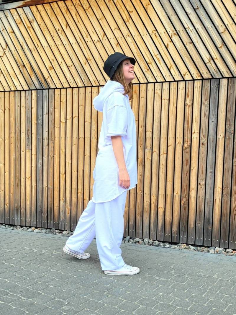 Weißer Kurzarm-Kapuzenpullover, Oversize-Kapuzenpullover Aus 100% Baumwolle, Warmer Großer Kapuzenpullover Mit Doppelter Kapuze, Hochwertiges von PeuShop