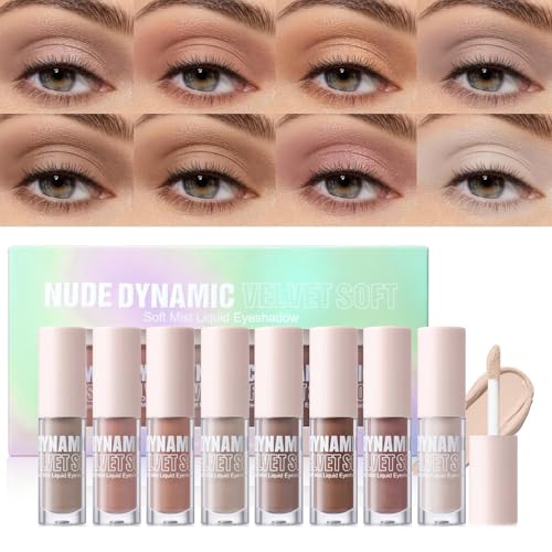 Peufcmi Liquid Lidschatten,Matter Look Flüssiger Lidschatten | Deckender wasserfester Flüssiglidschatten in 8 neutralen Farben für Damen und Mädchen von Peufcmi
