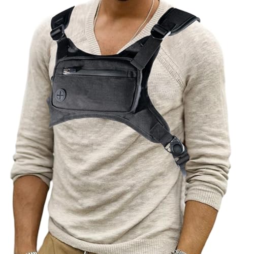Peufcmi Männer Brusttasche,Hiking Brustgurt Laufweste - Telefonhalter Weste Rucksack Für Motorrad Fahrrad Angeln Wandern Jagen Camping von Peufcmi