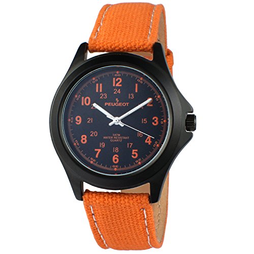 Peugeot Herren Analog-Quartz Uhr mit Canvas Armband 2055OR von Peugeot