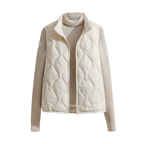 Ärmellose Steppweste Damen Leicht Daunenweste Damen Puffer Weste Stepp Damen Wattierte Weste Damen Frauen Ärmellos Jacke Damen Quilted Vest Women Damen-Steppwesten Leichte Steppweste Damen Beige M von Peuignao