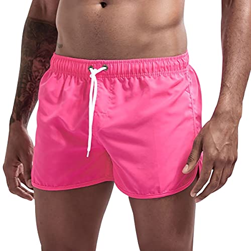 Badehose Herren Badeshorts Herren Kurz Schnelltrocknend Boardshorts Badehosen Männer Schwimmhose Herren Swim Shorts Men Swimming Shorts Schwimmshort Herren Strandshorts Beach Shorts Herren Rosa L von Peuignao