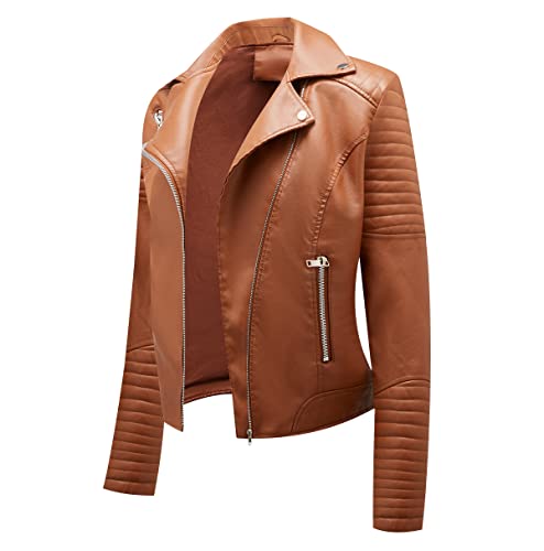 Bikerjacke Damen Kunstlederjacke Biker Lederjacke Damen Kunstleder Pu Jacke Damen Leder Faux Leather Jacket for Women Lederjacken Lederjacke Frauen Jacken für Damen Leder Imitation Jacke Damen 3XL von Peuignao