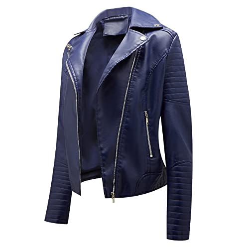 Bikerjacke Damen Kunstlederjacke Biker Lederjacke Damen Kunstleder Pu Jacke Damen Leder Faux Leather Jacket for Women Lederjacken Lederjacke Frauen Jacken für Damen Leder Imitation Jacke Damen 3XL von Peuignao