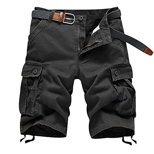 Cargo Shorts Herren Cargohose Herren Kurz Cargoshorts Mens Cargo Shorts Jogger Kurze Hose Herren Kurze Hosen Männer Freizeithose Shorts Combat Cargo Short Arbeits Lounge Tactical Big Size Grau 44 von Peuignao